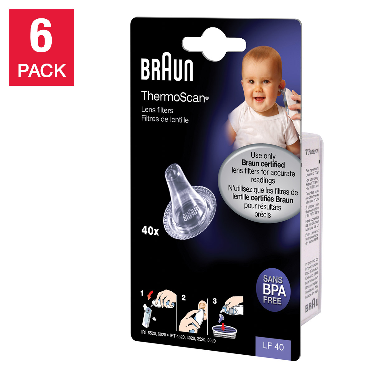 Braun ThermoScan Ear Thermometer Lens Filters, 6 x 40 Filters