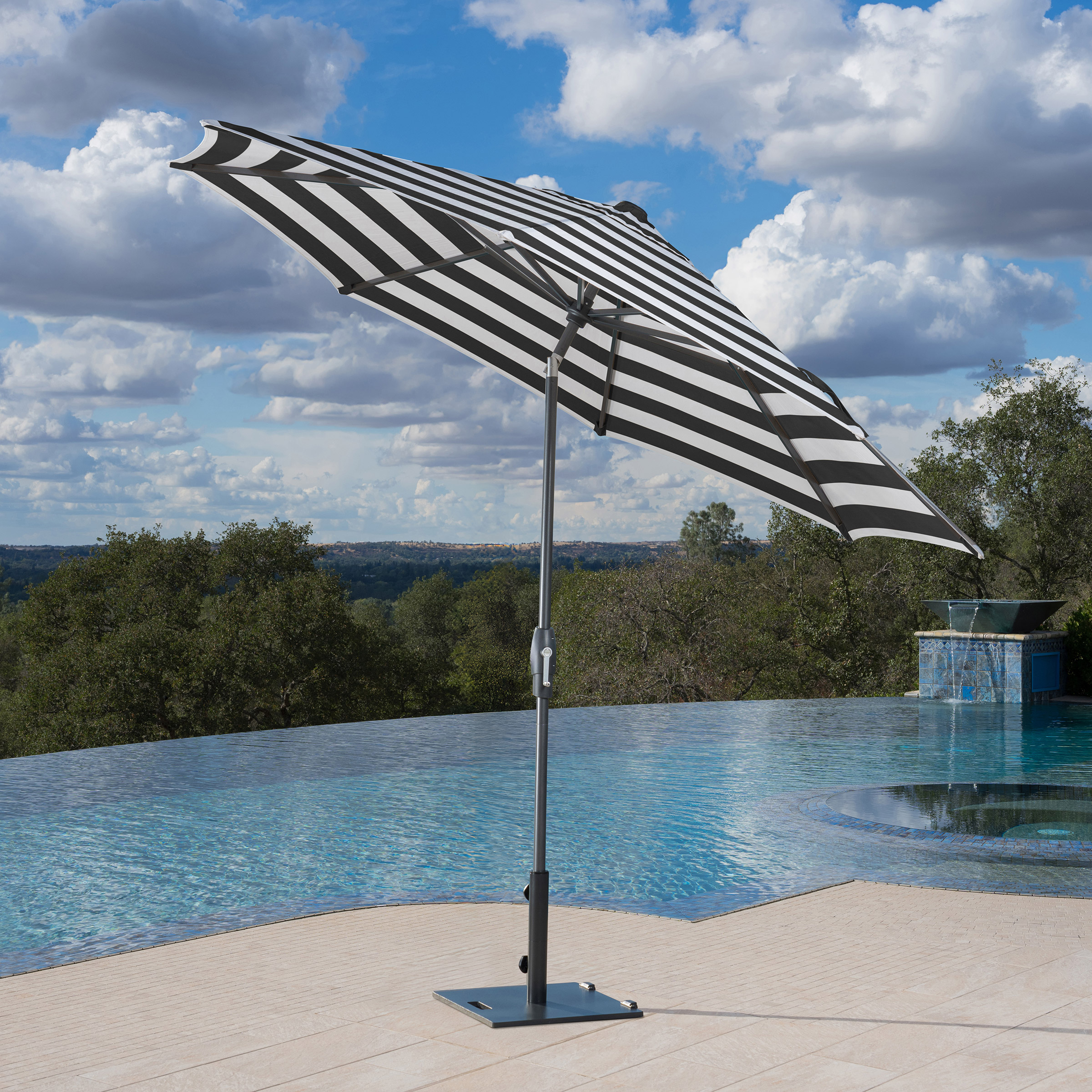 10 foot patio umbrella canada WESTLAKE Ft Solar LED Cantilever Offset w/ Included 4-Piece Base Weights, Gray friendly crank system enables smooth opening and closing 10’ X 13’ Patio Umbrella