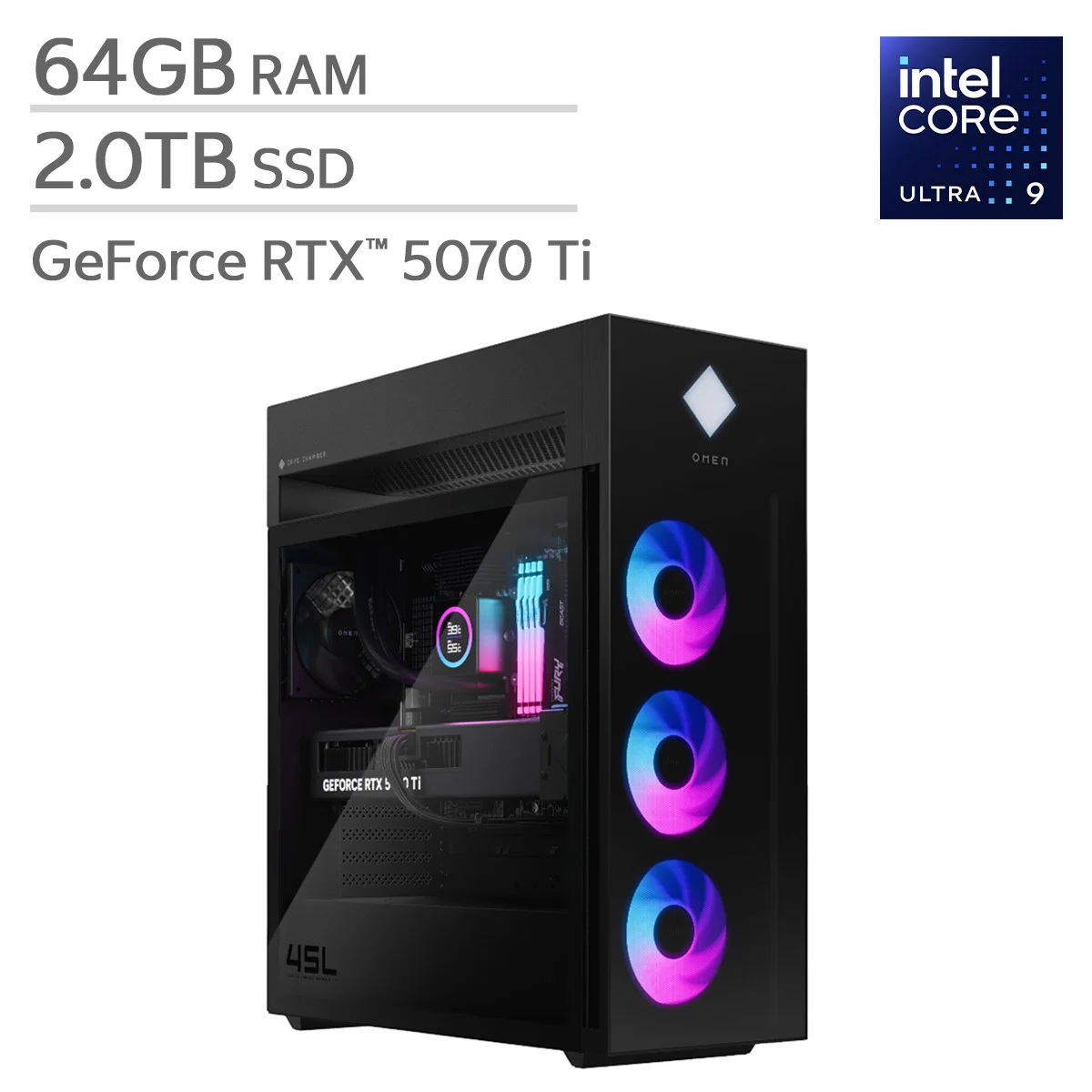 HP OMEN 45L Gaming Desktop PC - Intel Core Ultra 9 285K - NVIDIA