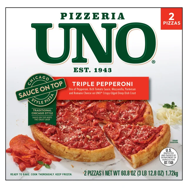 UNO DEEP DISH TRIPLE PEPPERONI PIZZA 2 COUNT BOX
