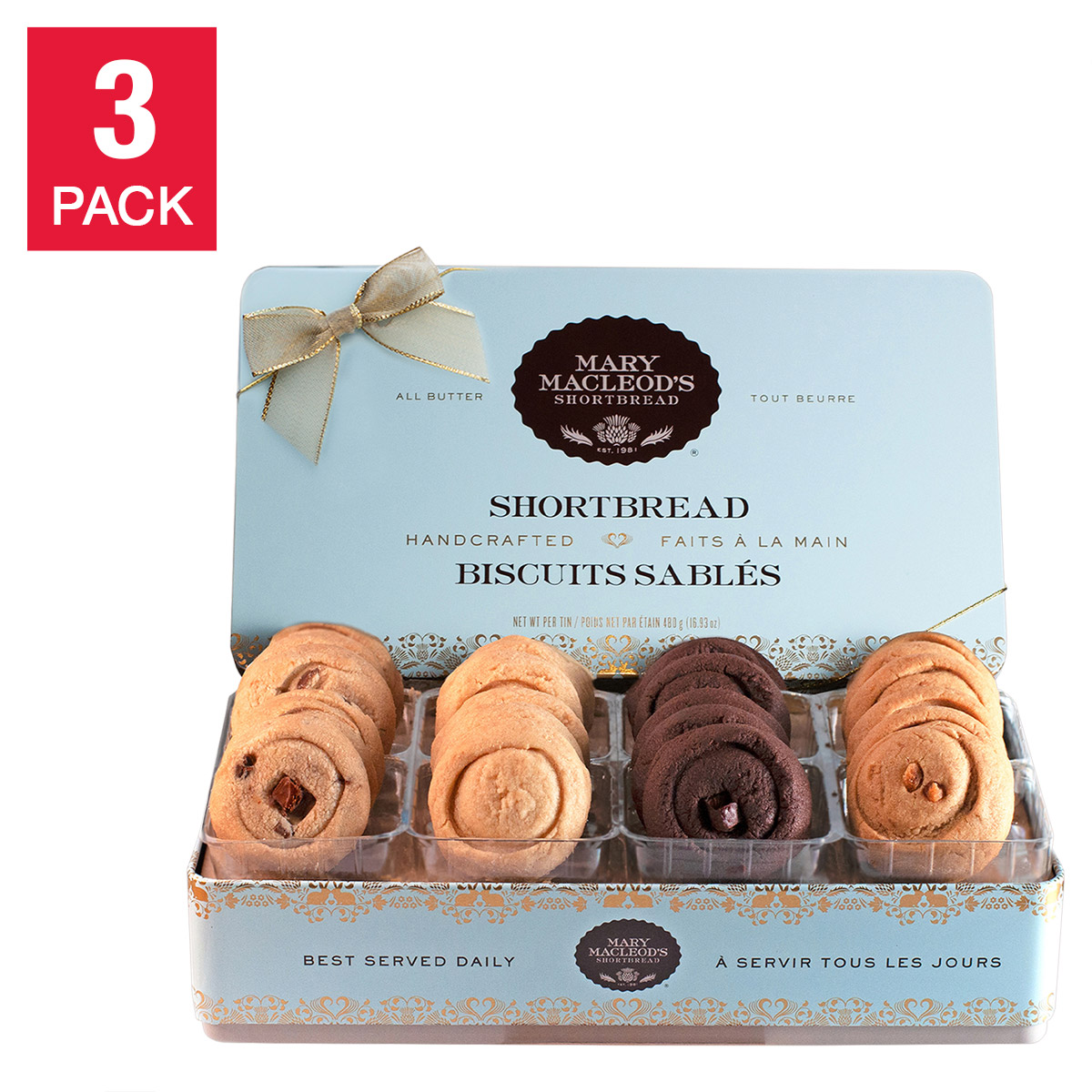 Mary Macleod’s Shortbread  Variety Tin  3-pack  24 cookies per tin