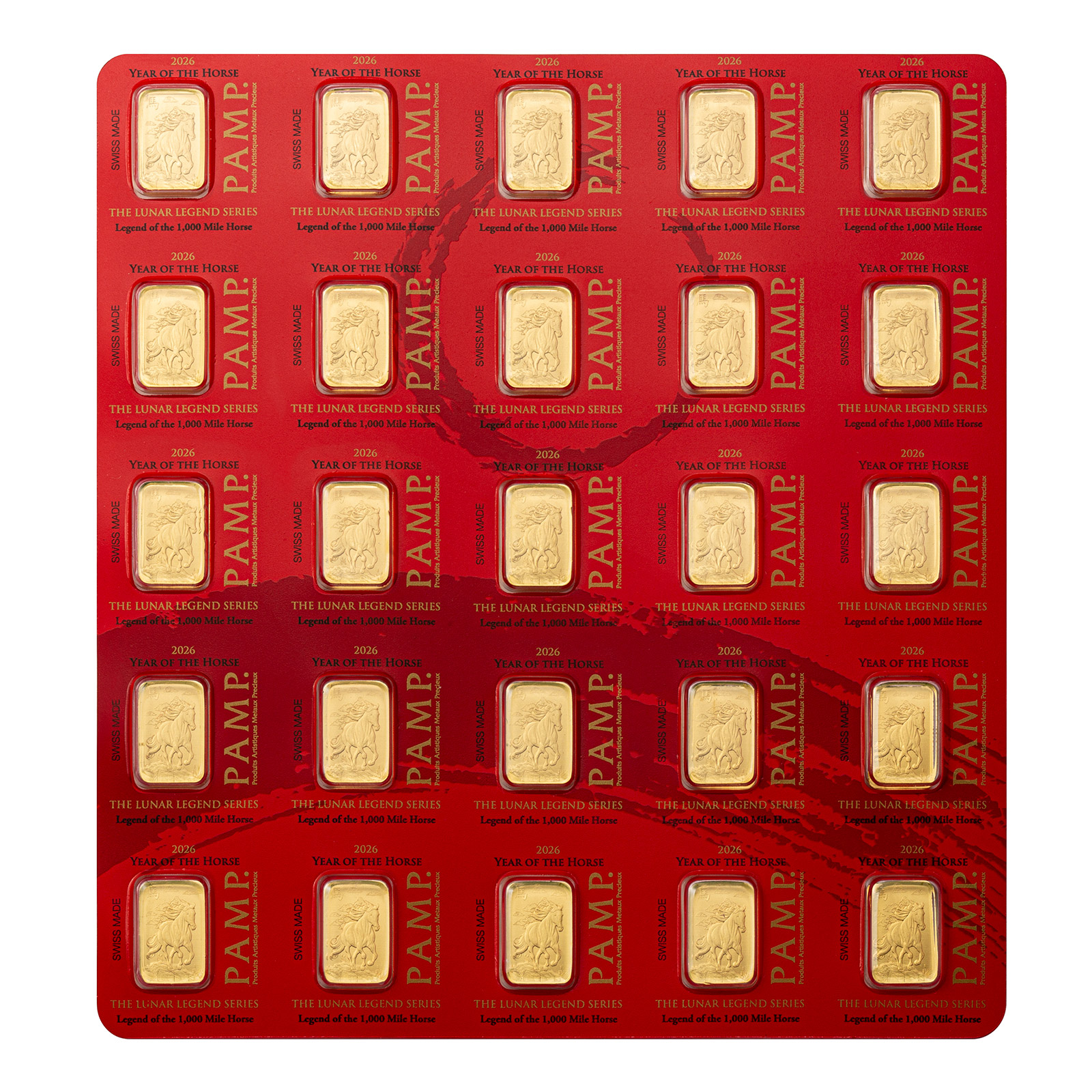 25 x 1 gram Gold PAMP Horse MultiGram (New In Assay)