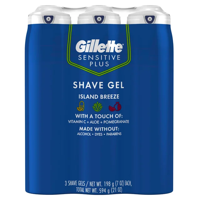 Gillette Island Breeze Shave Gel, 7 oz, 3-count