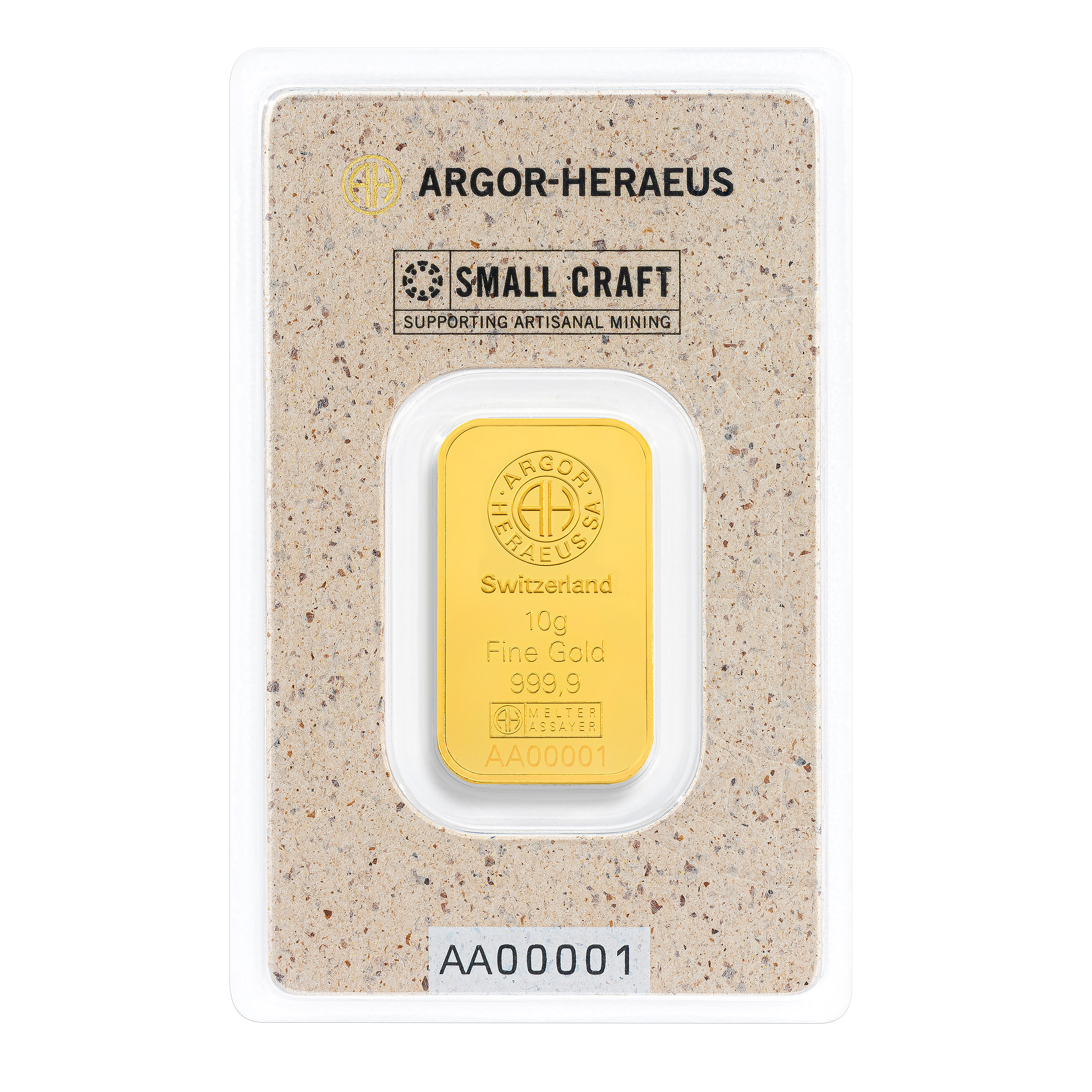 10 Gram Gold Bar Argor Heraeus Small Craft (New in Assay)