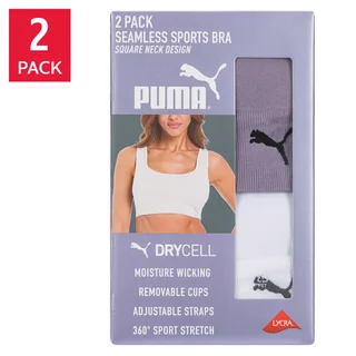 PUMA + WOMEN'S SQUARE NECK BRA 2PK