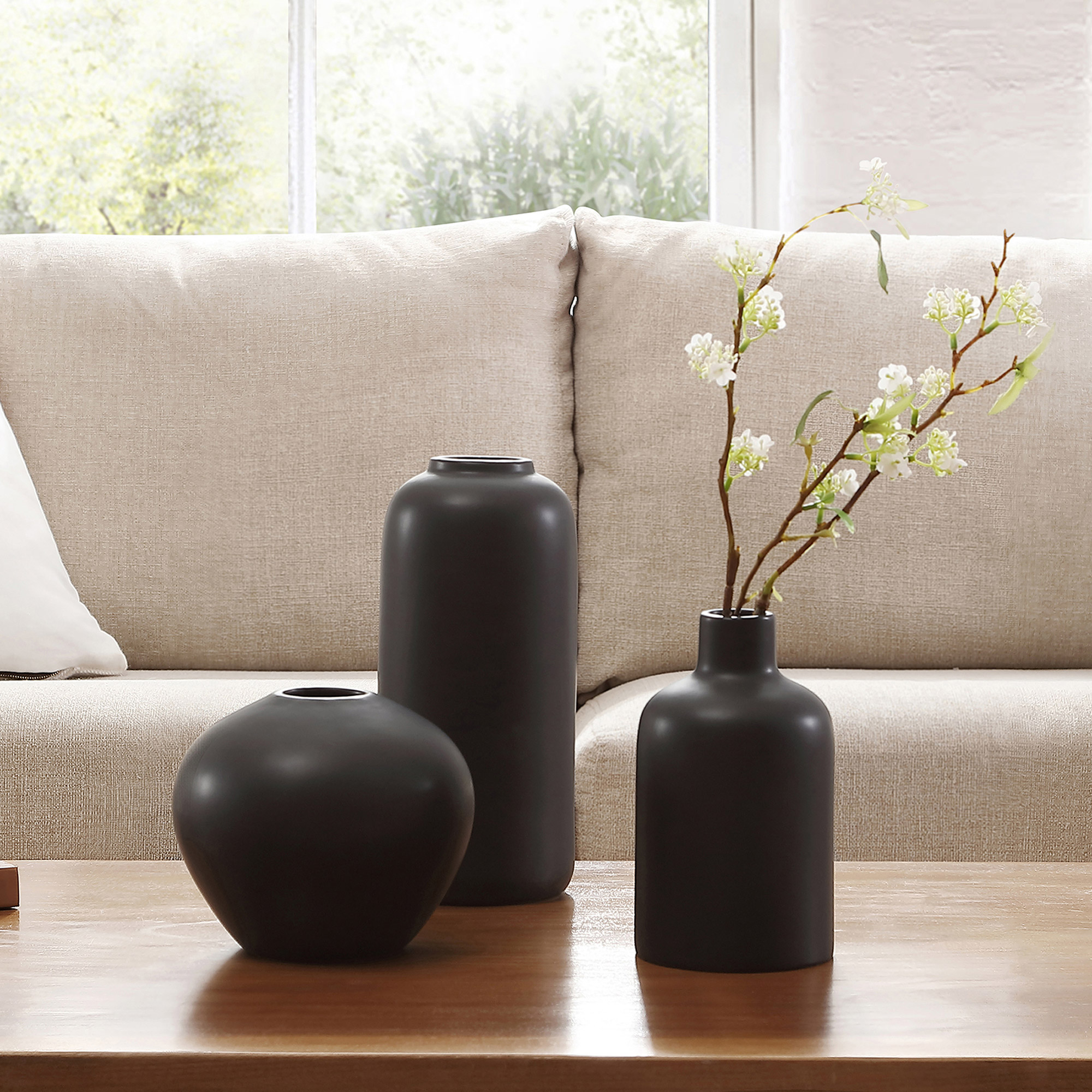 VCNY Handcrafted Stoneware Vases, Set of 3
