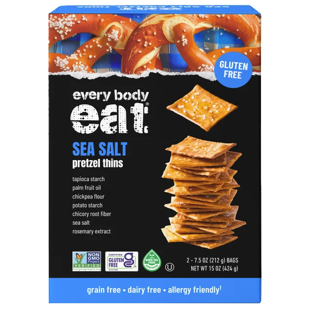 EVERY BODY EAT SEA SALT PRETZEL THINS 16 OZ