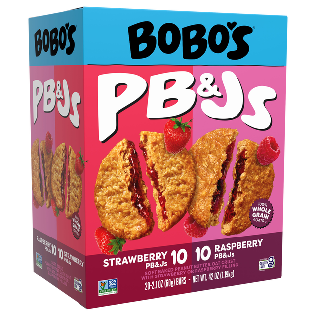 Bobo's PB&J Oat Bar, Variety Pack, 2.1 oz, 20-count