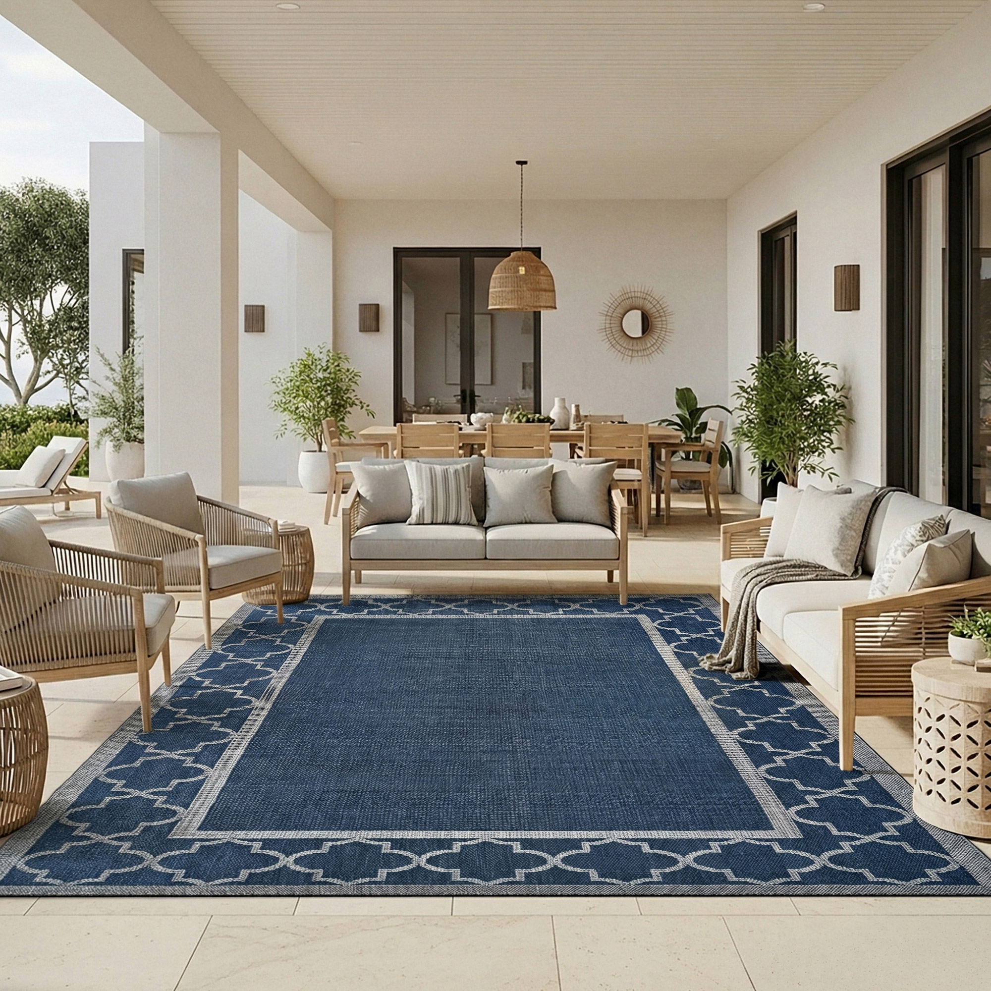 Laguna Indoor/Outdoor Area Rug, Simeon Navy Gray, 8'8” x 13' | Costco
