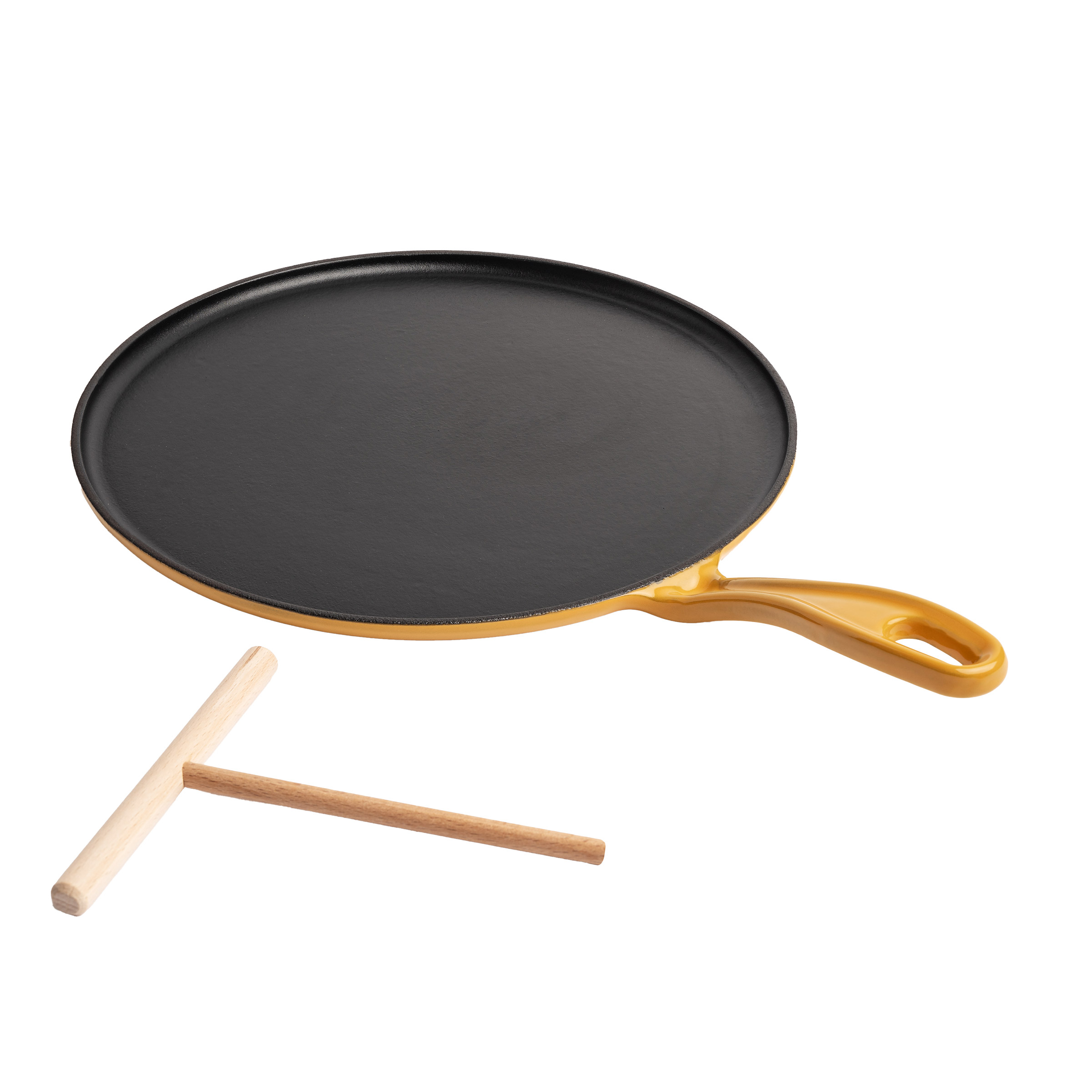 Chuck Hughes Cast Iron Crepe Pan with Wood Rake