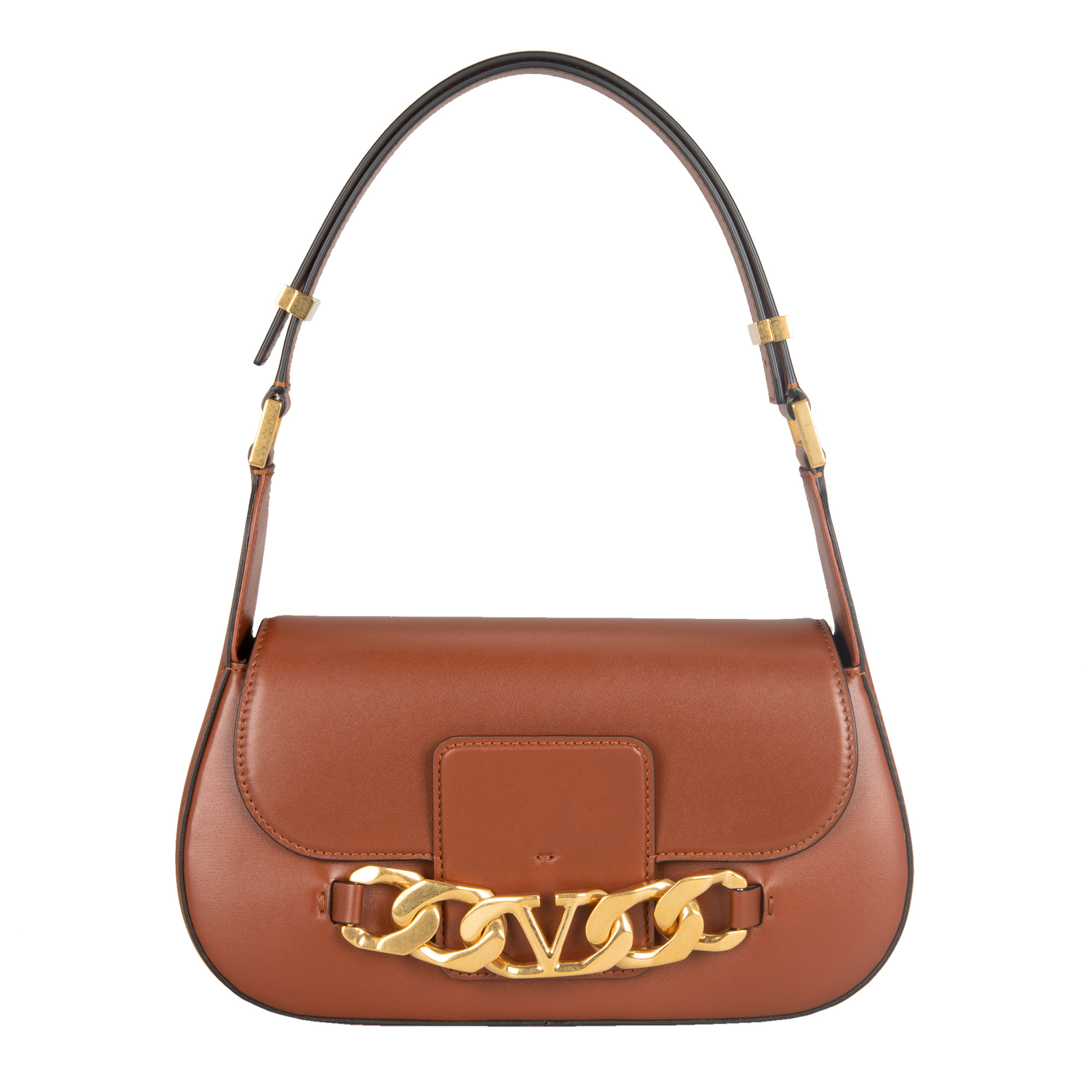 【値下げ】【新品未使用】『VALENTINO』 BROWN トラウザーズ Valentino Garavani - Vain Shiny Leather Shoulder Bag