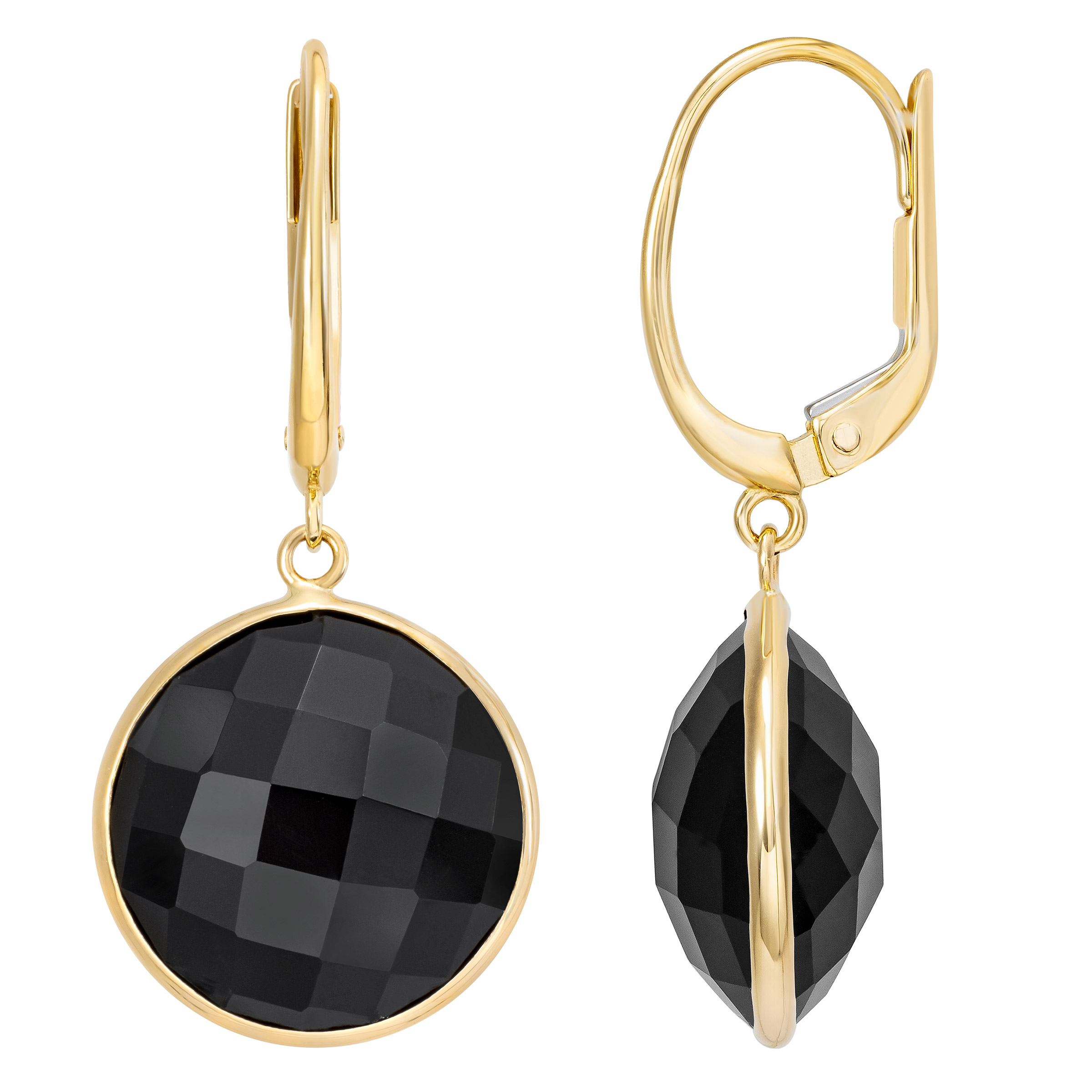 Round Onyx Drop Earrings