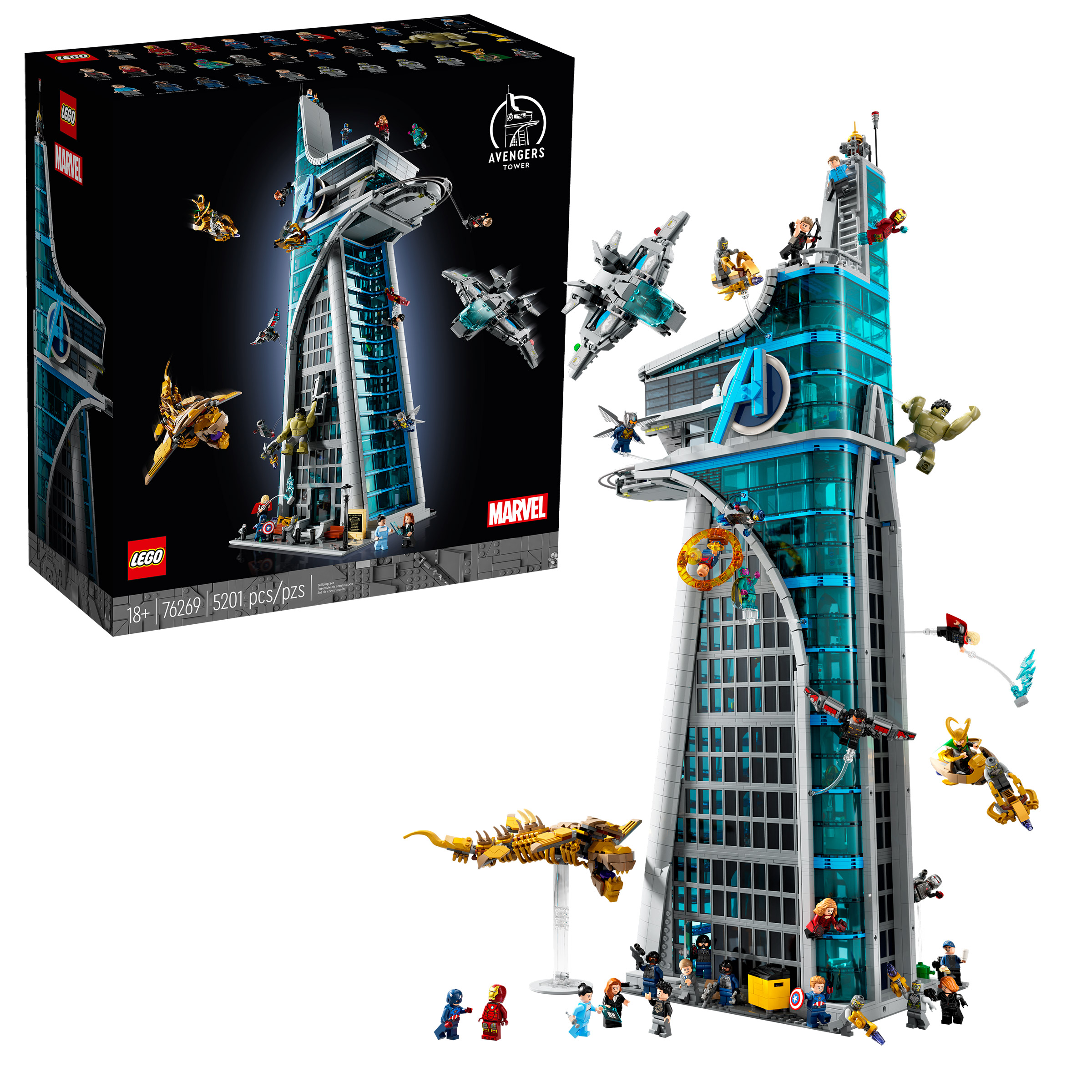 LEGO Marvel Avengers Tower 76269 with bonus LEGO Marvel Rocket & Baby Groot Minifigure 76282