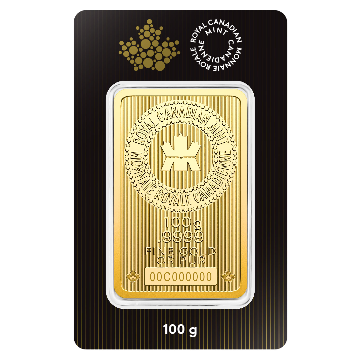 100 Gram Royal Canadian Mint Gold Bar