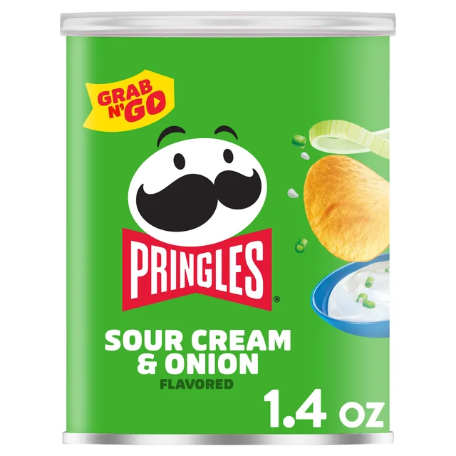 Pringles Potato Chips, Sour Cream & Onion, 1.41 oz, 12-count