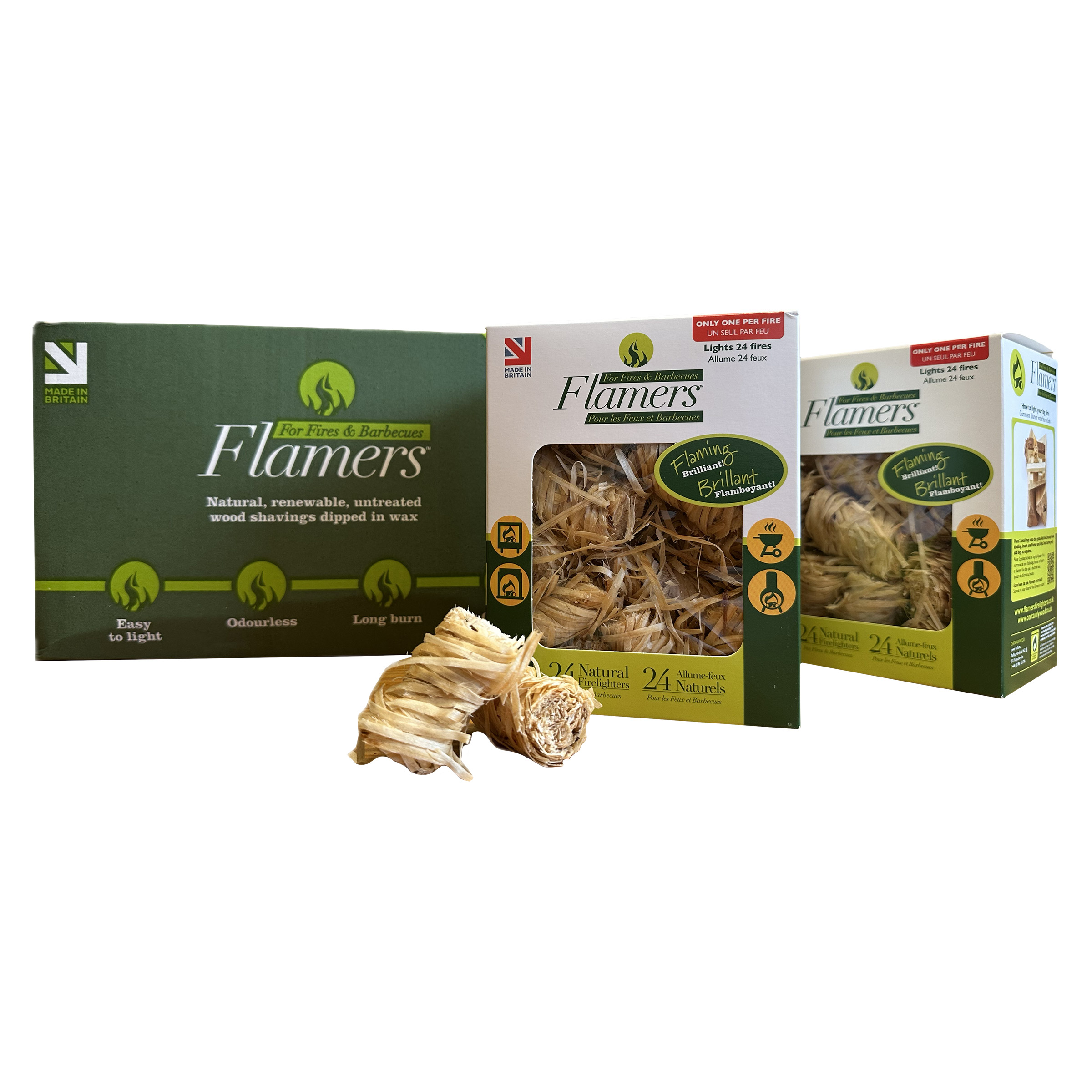 Flamers Natural Firelighters For Fires And Barbecues, 248-pieces