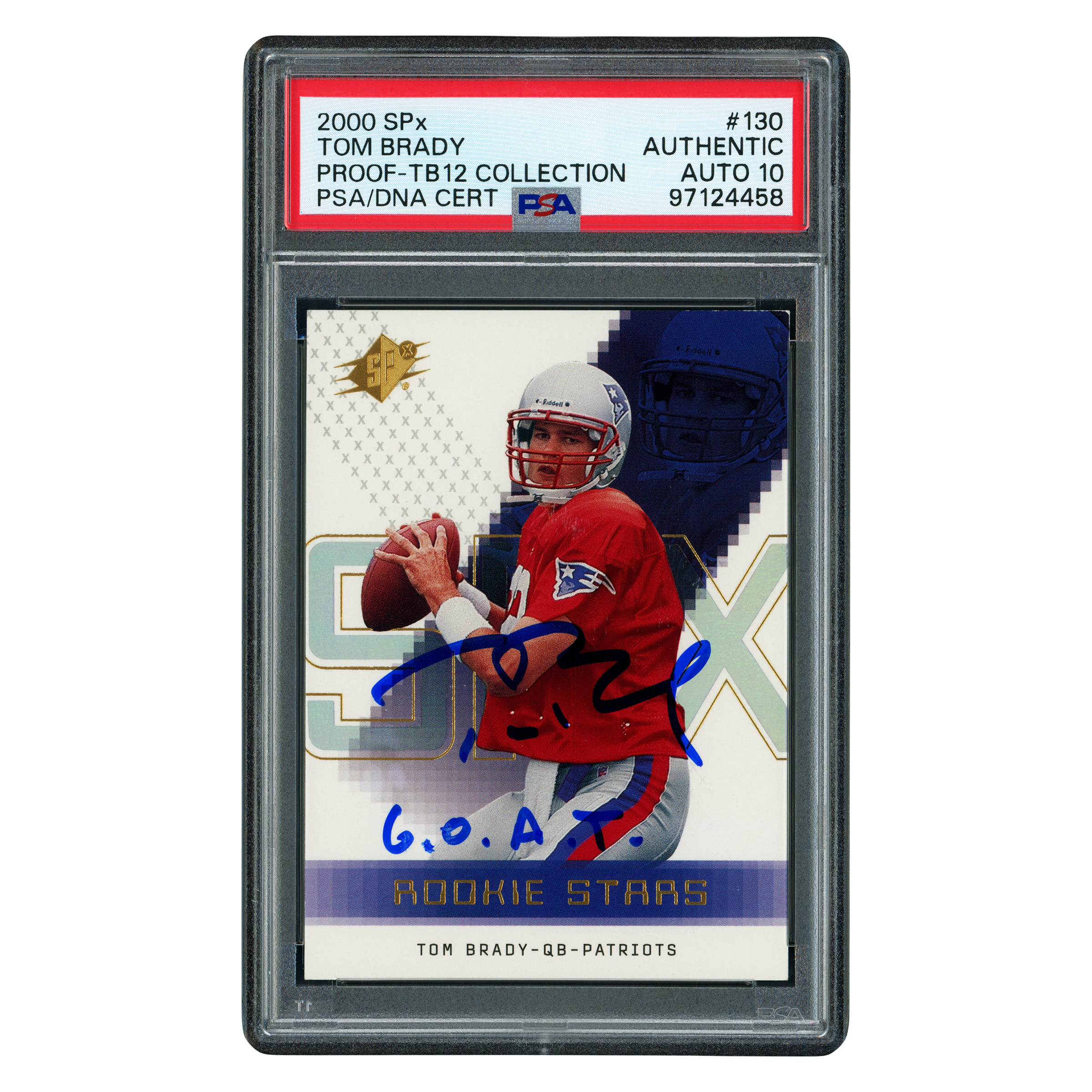 Tom Brady Autographed 2000 SPx Rookie Card #130 New England