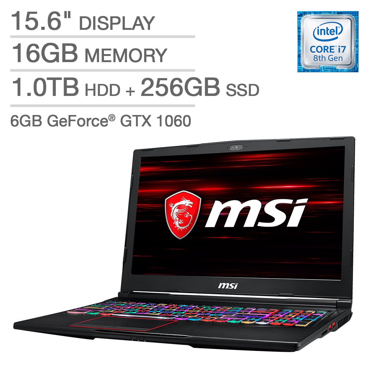 MSI GE63 Raider Gaming Laptop - Intel Core i7 - 1080p - GeForce