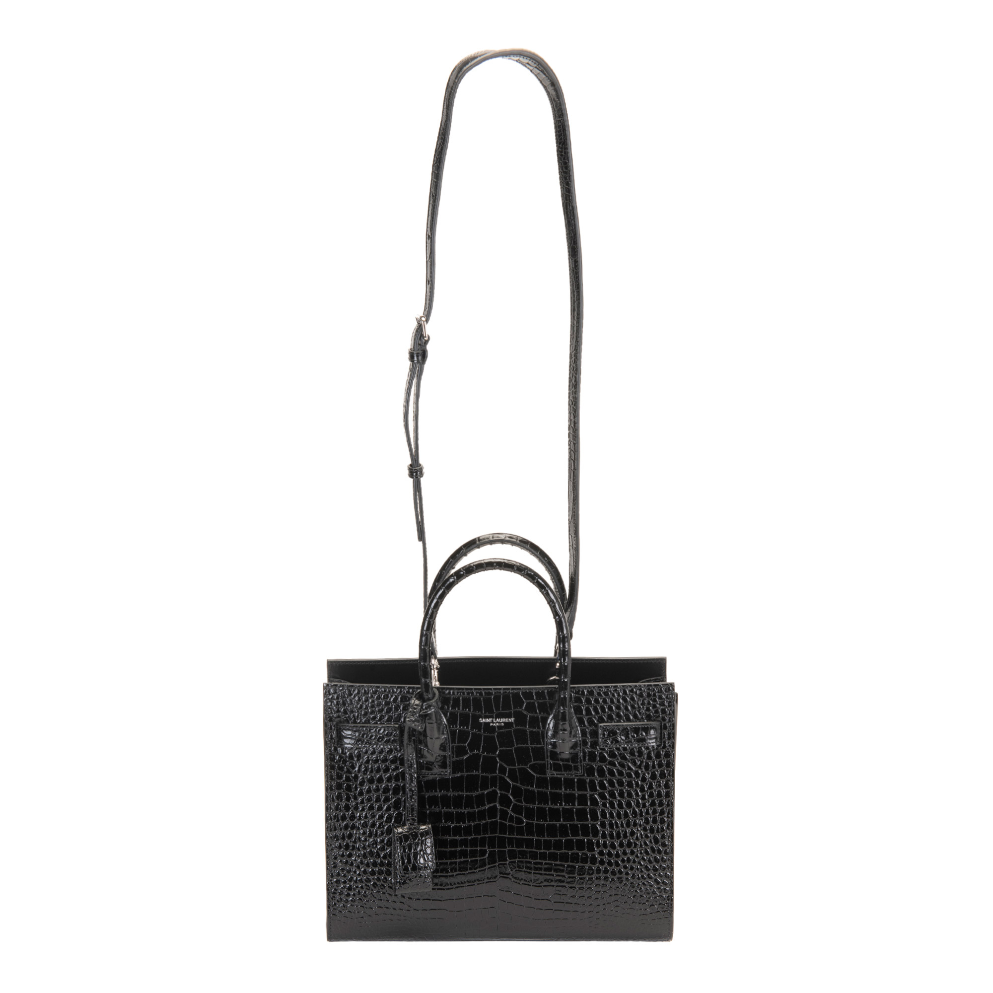 YSL Croc Embossed Sac De Jour Bag, Black | Costco
