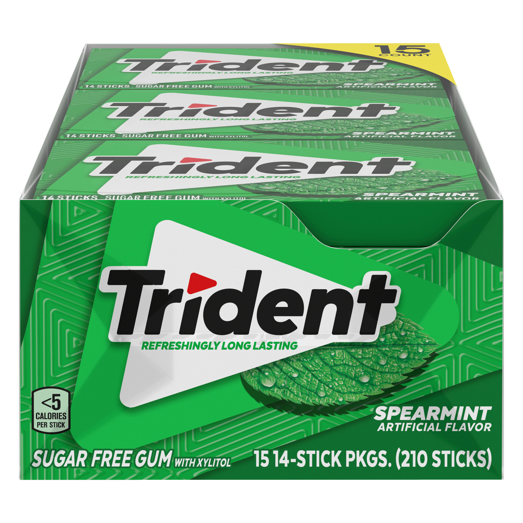 Trident Sugar Free Gum  Spearmint  14-count  15-pack