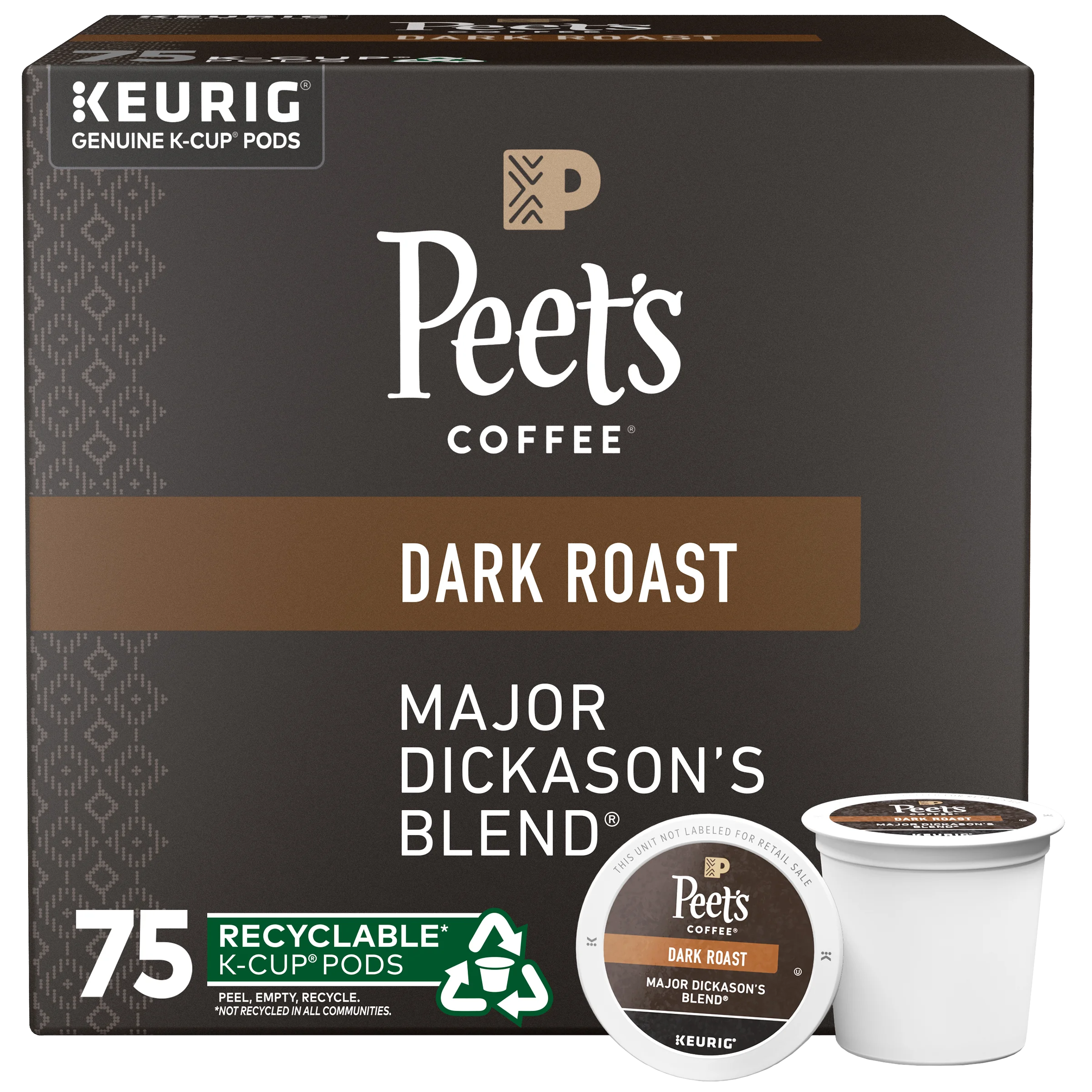 Peet's Coffee Major Dickason's Blend, Dark Roast, Keurig K-Cup