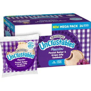 SMUCKERS UNCRUSTABLES PEANUT BUTTER/GRAPE 24 COUNT 57.6 OUNCES
