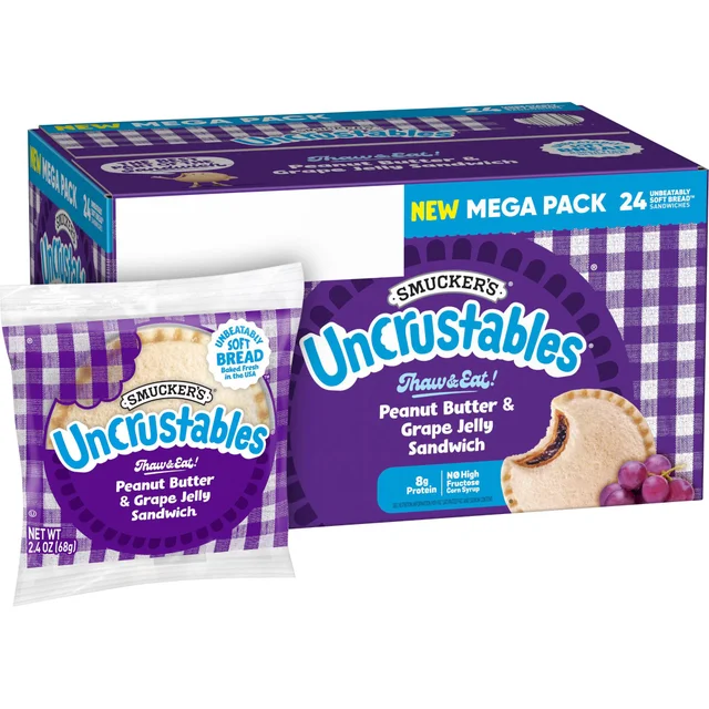 SMUCKERS UNCRUSTABLES PEANUT BUTTER/GRAPE 24 COUNT 57.6 OUNCES
