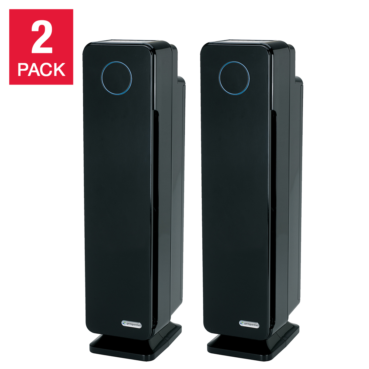 GermGuardian Elite 4-in-1 UV-C Tower Plus Air Purifier, 2-pack