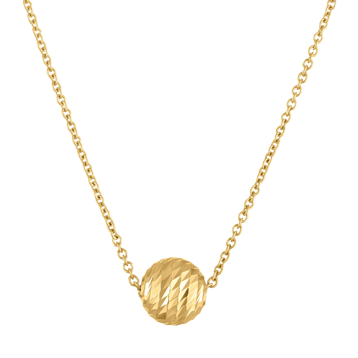 Diamond Cut Swirl Bead Necklace in Yellow Gold