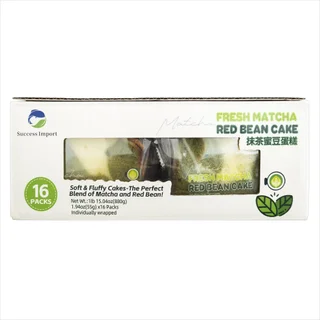 SUCCESS IMPORT MATCHA RED BEAN CAKE 16 PACK 1.94 OUNCES EA