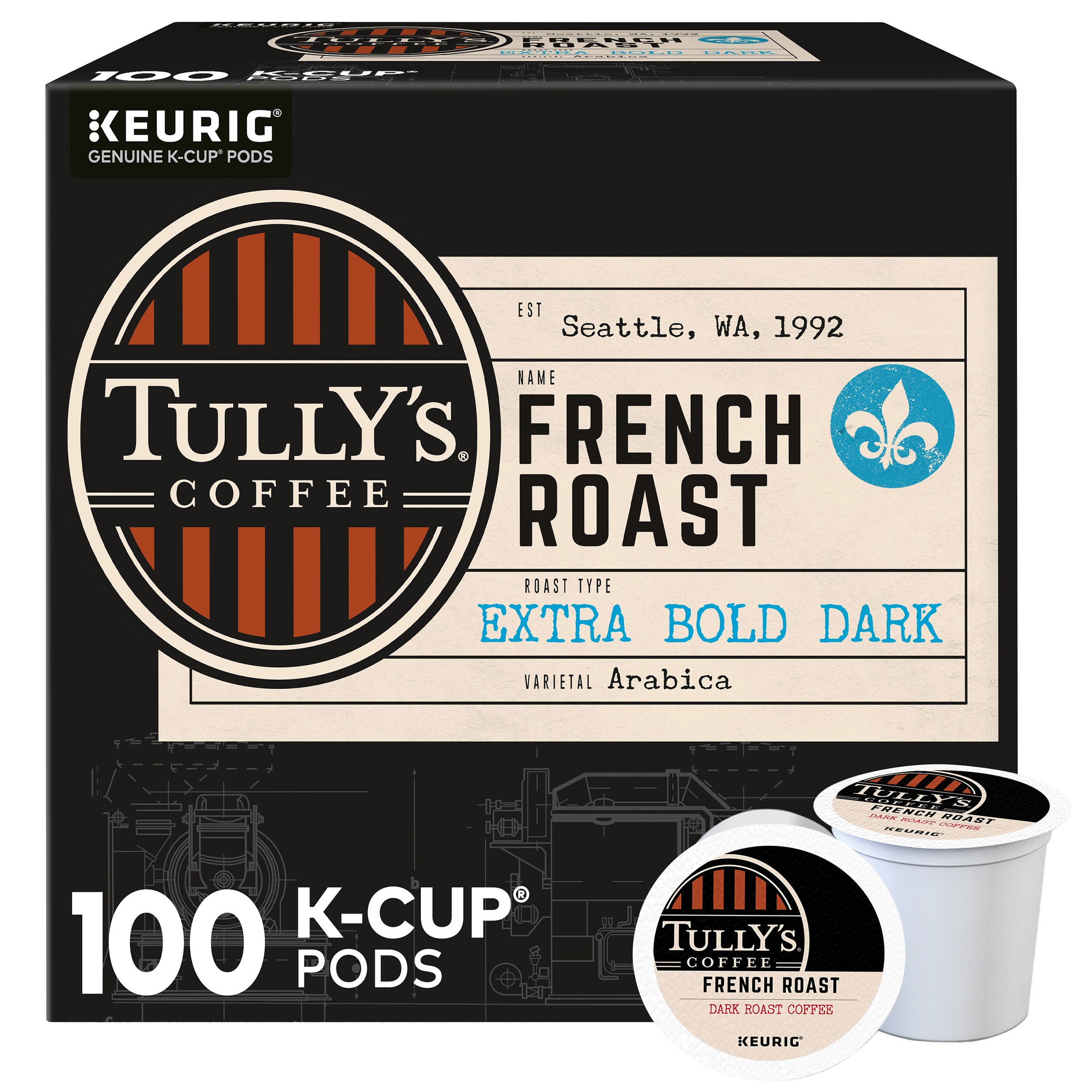 Tully's Coffee French Roast K-Cups Pods, 100-count | Costco