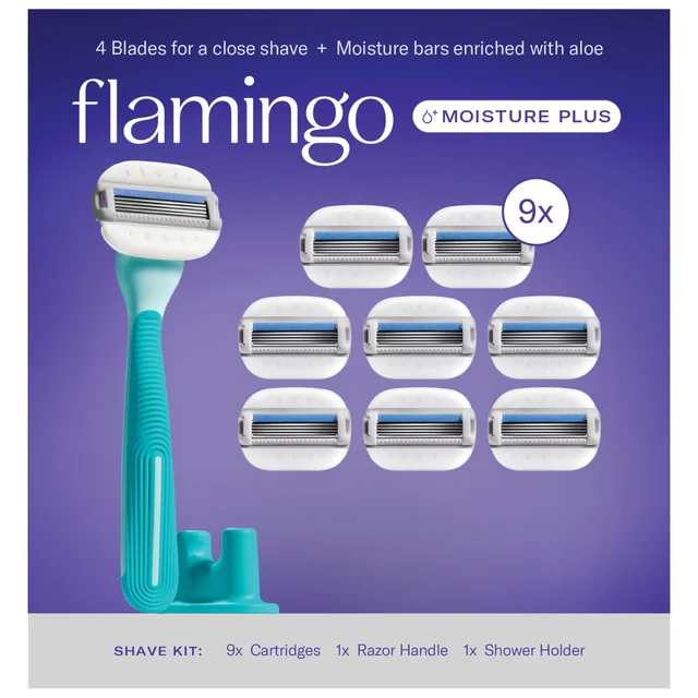 FLAMINGO BY HARRY'S RAZOR SET 1 HANDLE, 9 CARTRIDGES