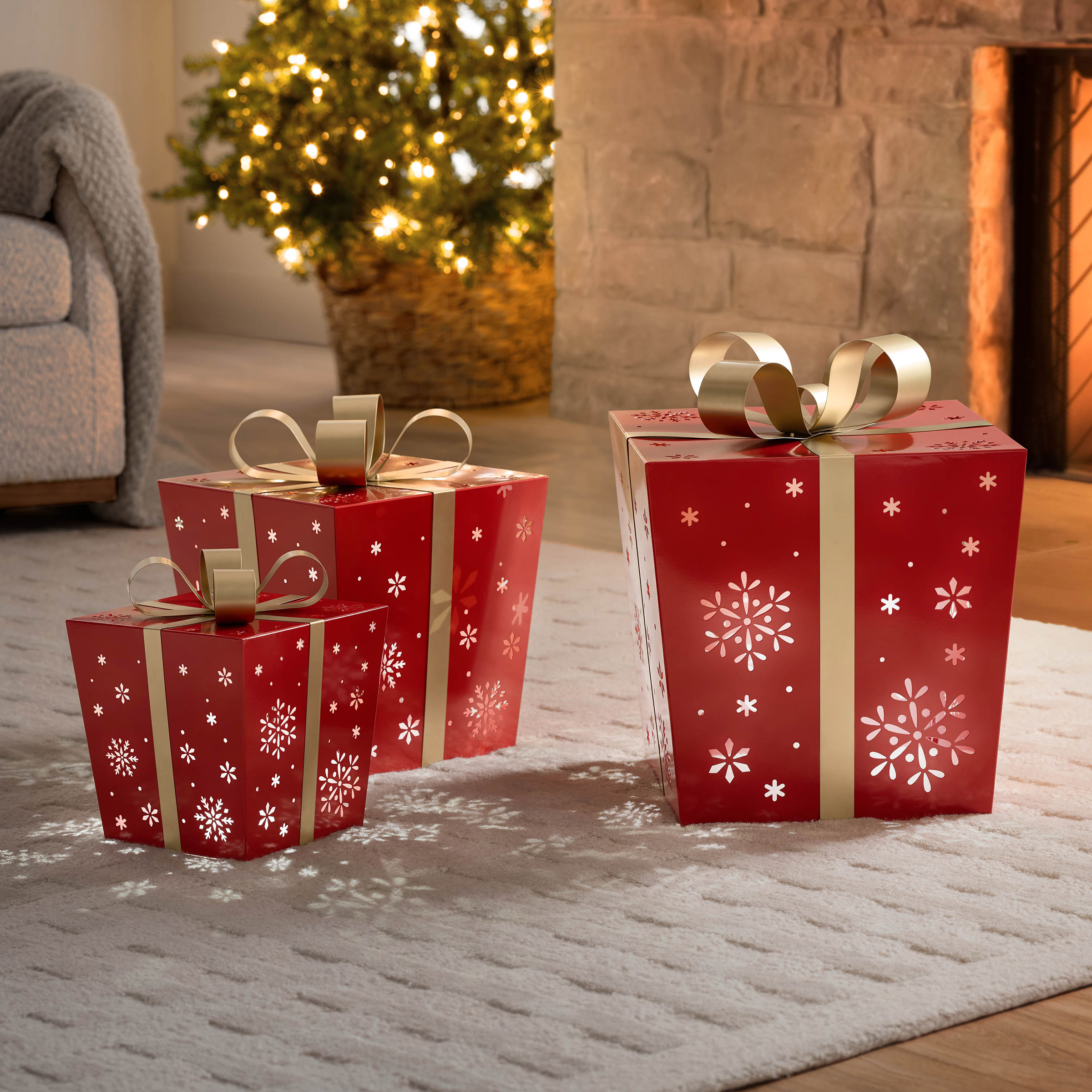 Metal Gift Boxes with LED Lights - Set of 3 | Costco