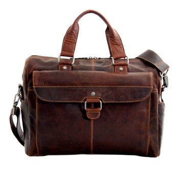 Jack Georges Voyager Zippered Briefcase with Front Flap Pocket