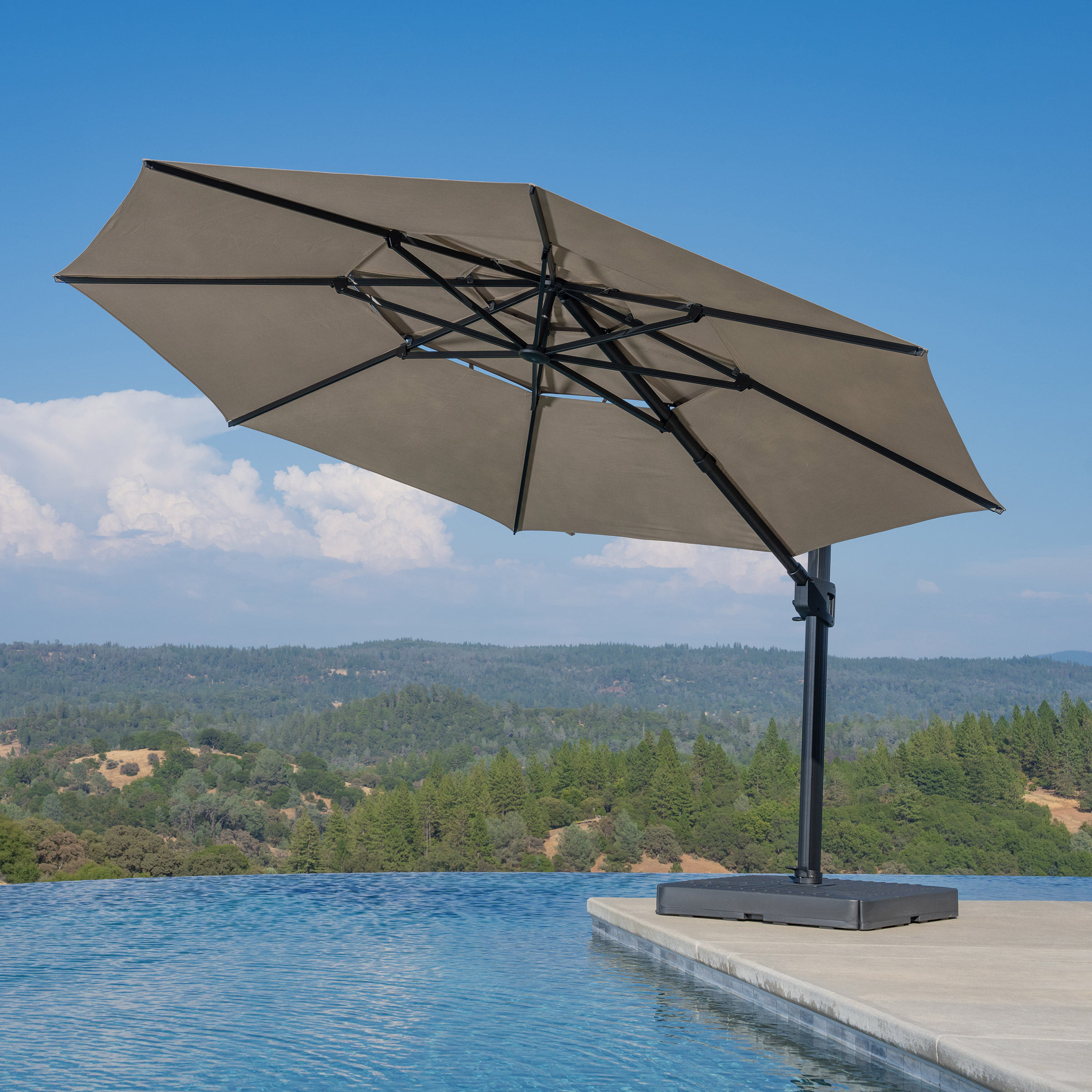 costco big patio umbrella SunVilla 13ft. Round 3-Tier Cantilever Umbrella