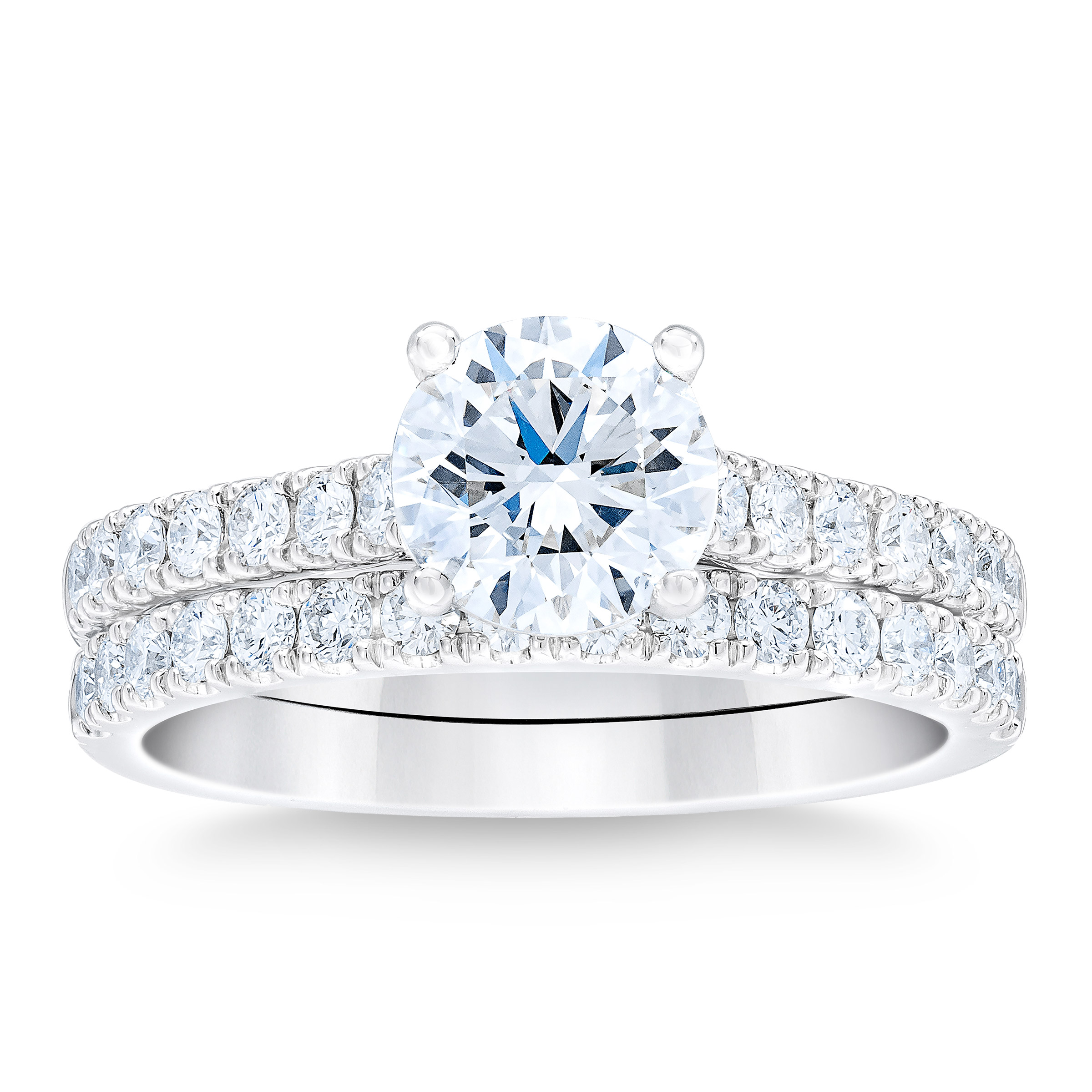 Round Brilliant 1.90 ctw VS1 Clarity  I Color Diamond Platinum Wedding Set