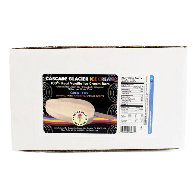 Oregon Ice Cream Uncoated Vanilla Ice Cream Bar, 50 ct