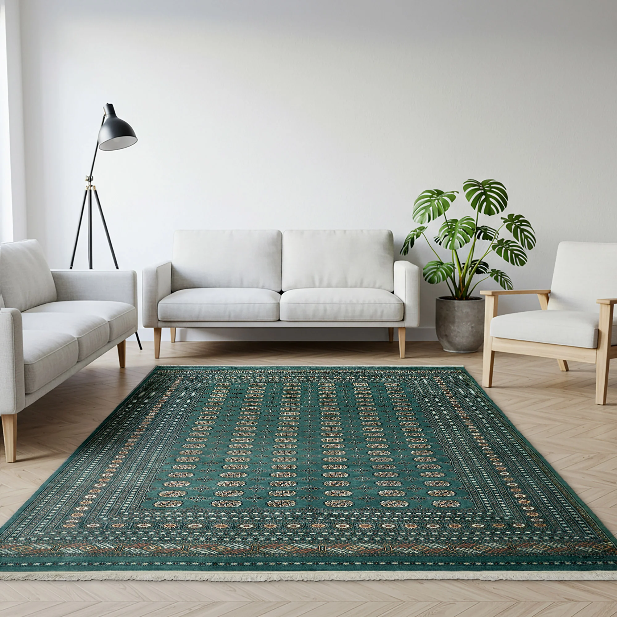 Pakistani Hand Knotted Rug Collection, Classic Bukhara Donegal