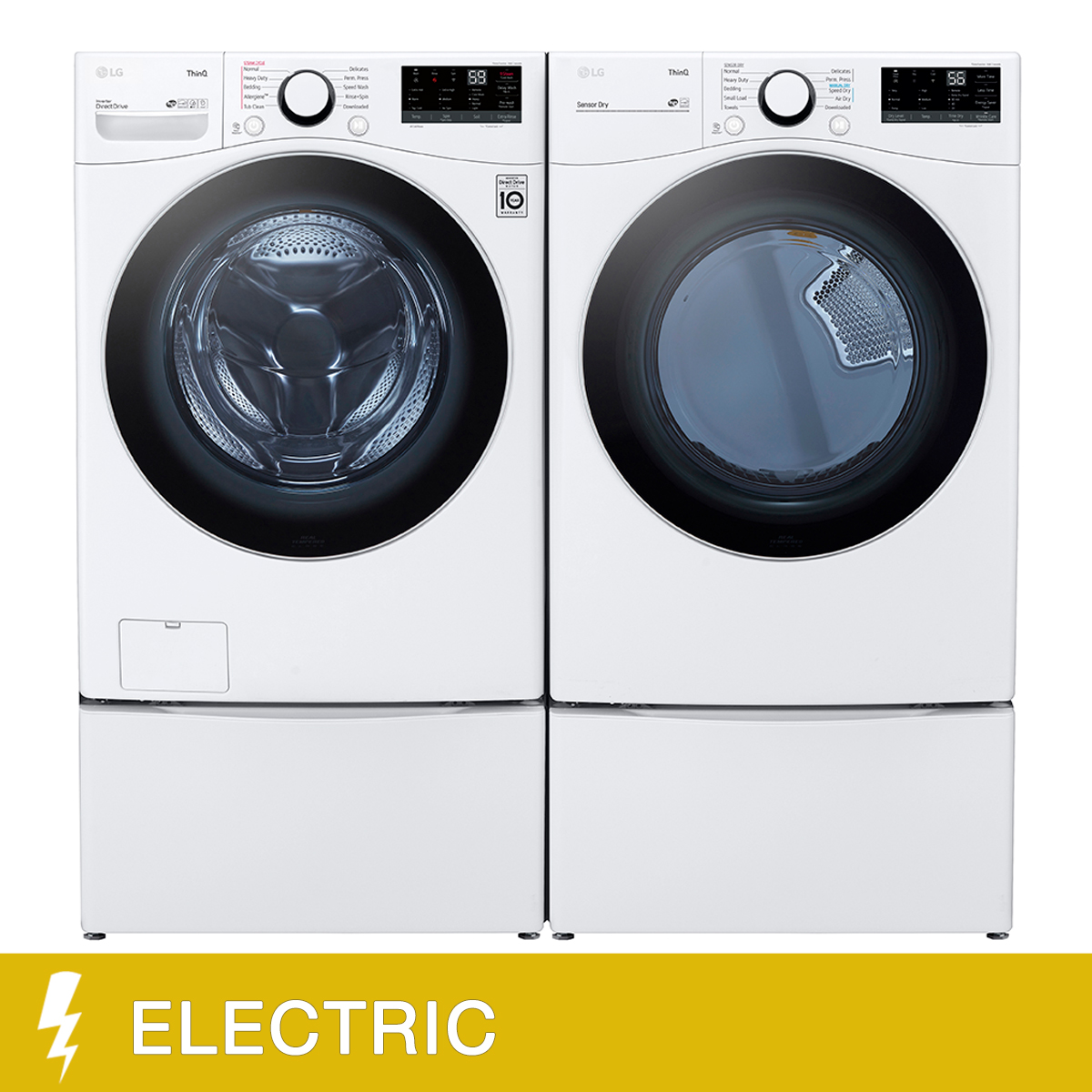 LG  Laundry Bundle 5.2 cu ft. Front Load Washer and 7.4 cu ft. Electric Dryer with Storage Pedestal