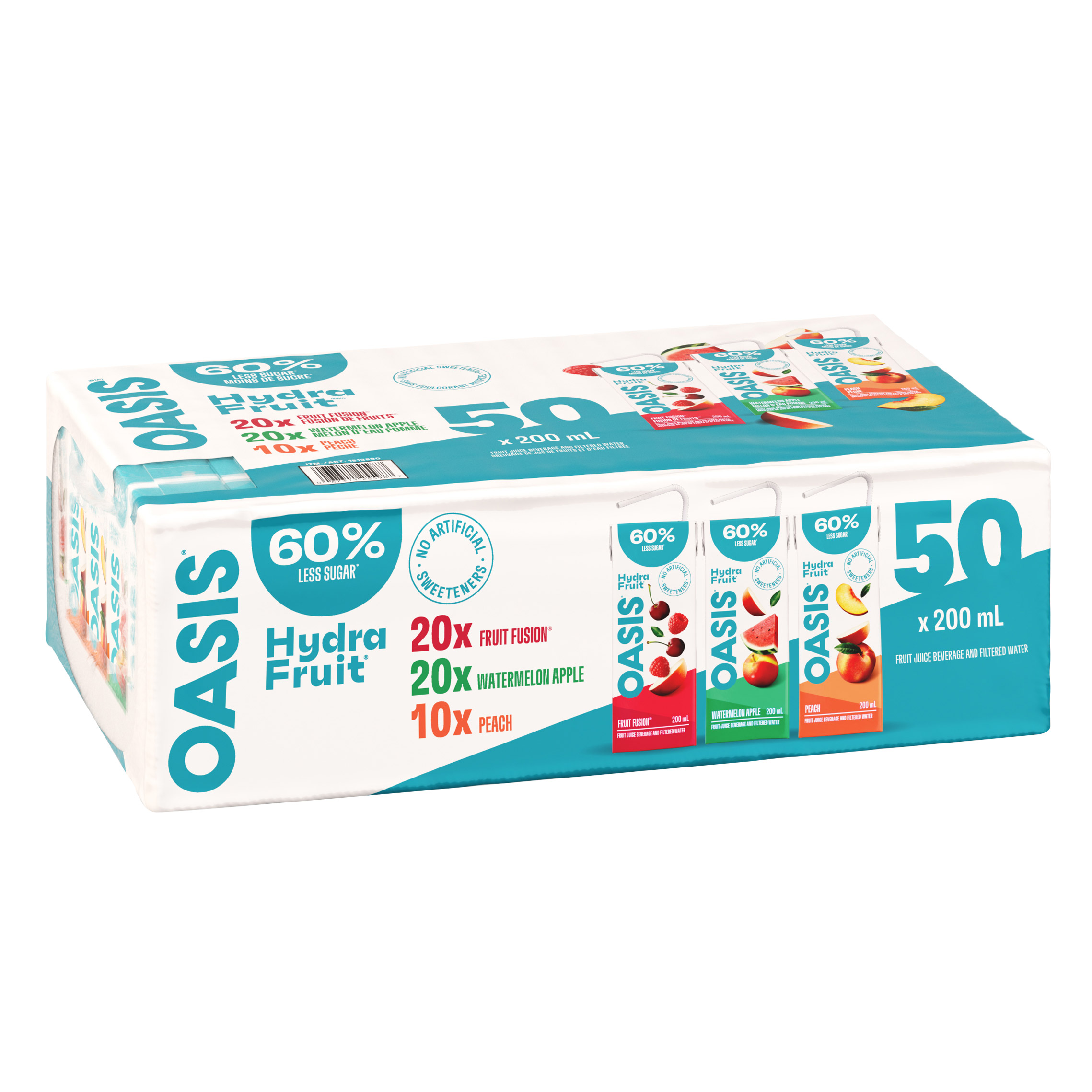 Oasis Hydrafruit Fruit Juice Beverage Variety Pack, 50 × 200 mL