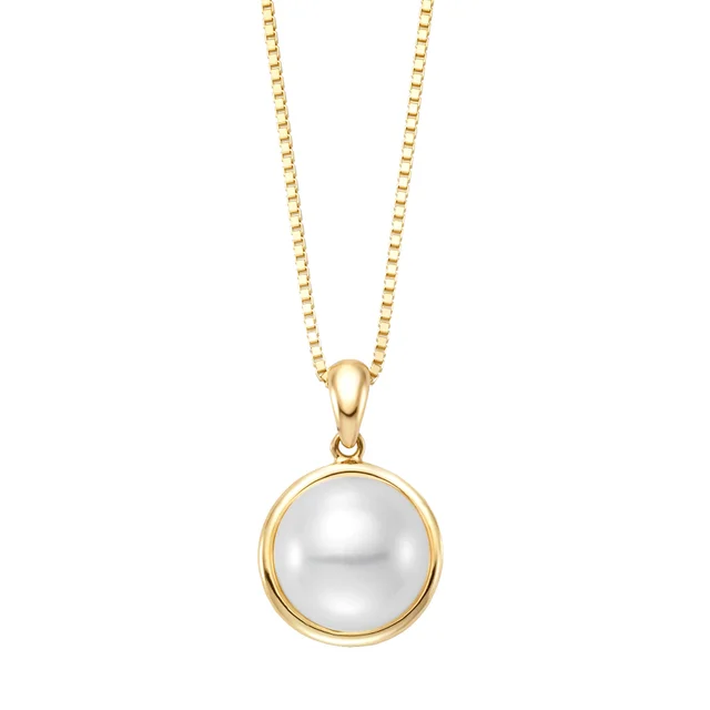 Freshwater Cultured 9-10 mm Pearl 14kt Yellow Gold Bezel Pendant