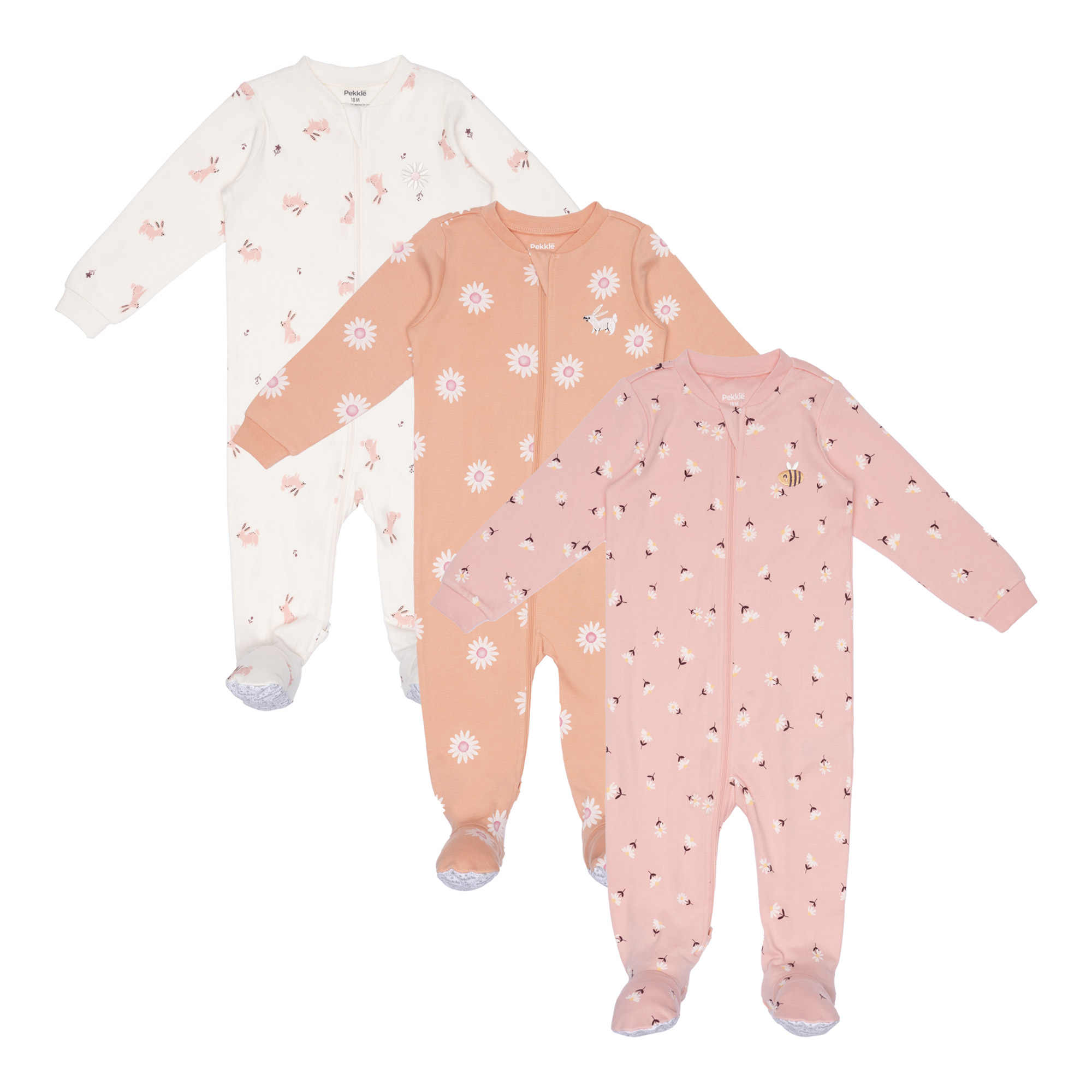 Pekkle Infant Organic Cotton Sleeper, 3-pack