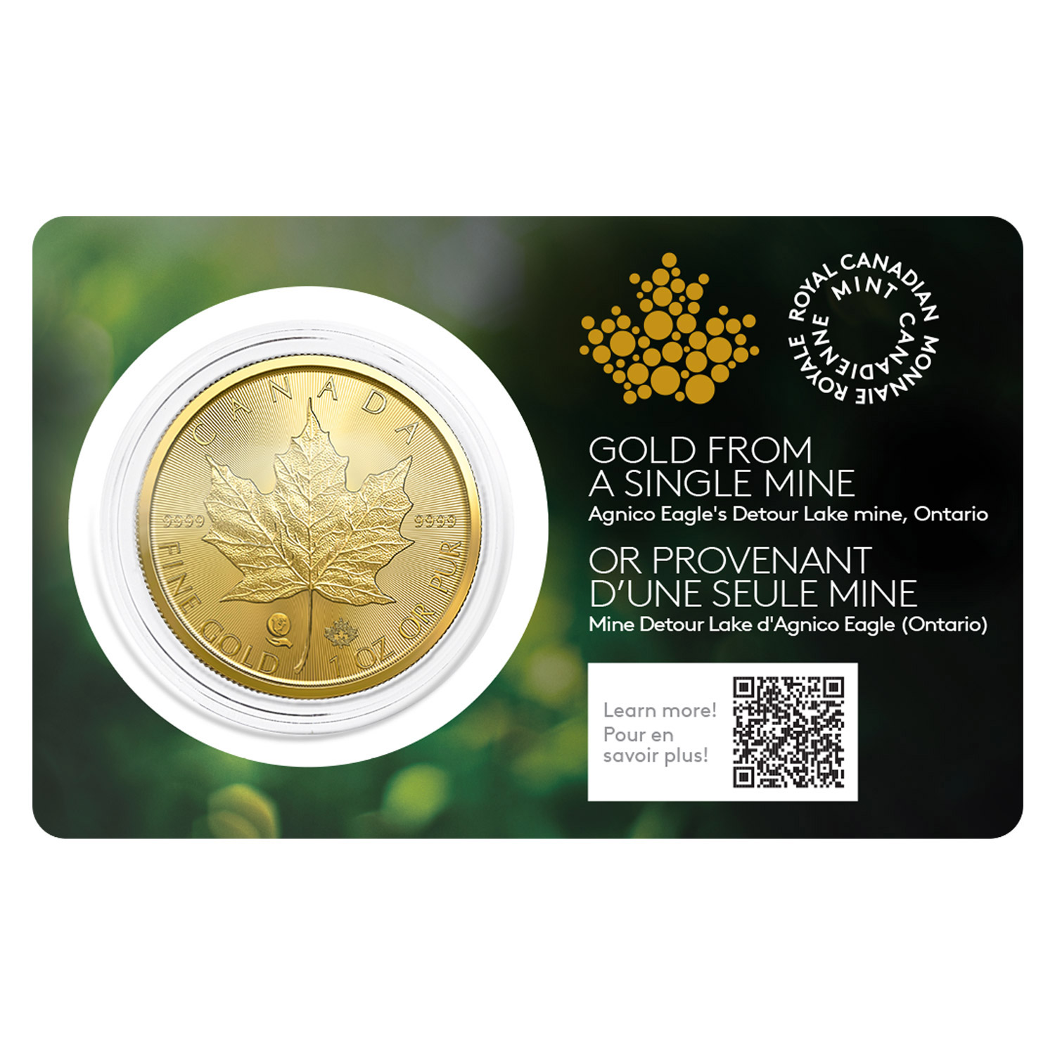 1 oz 2024 Canadian Maple Leaf Single Source Gold Coin