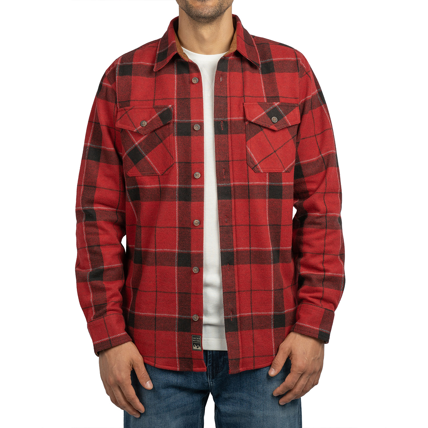 Jachs Men's Long Sleeve Brushed Flannel Shirt