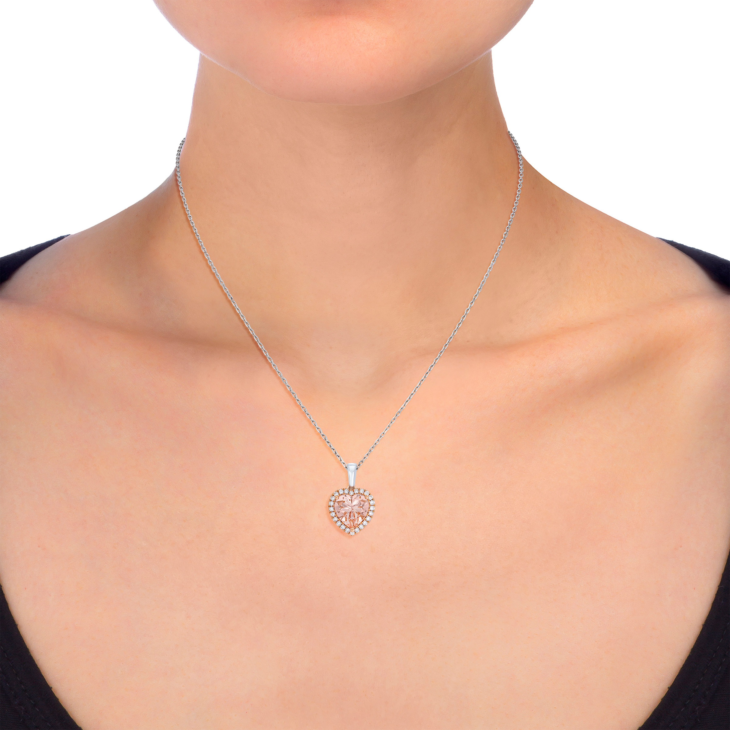 Morganite & Diamond 14kt Two-Tone Gold Heart Pendant | Costco