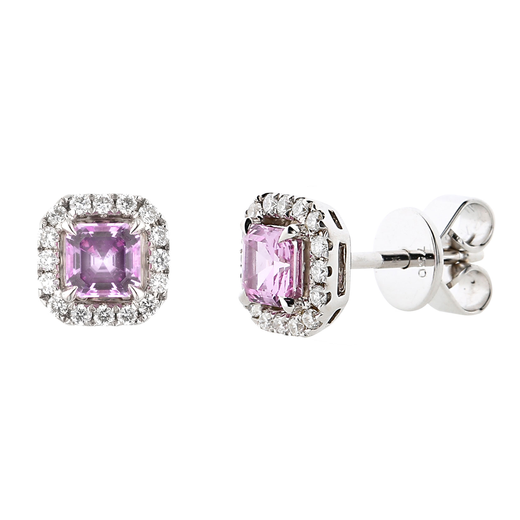 Pink Sapphire and Diamond Earrings (0.21 ctw)
