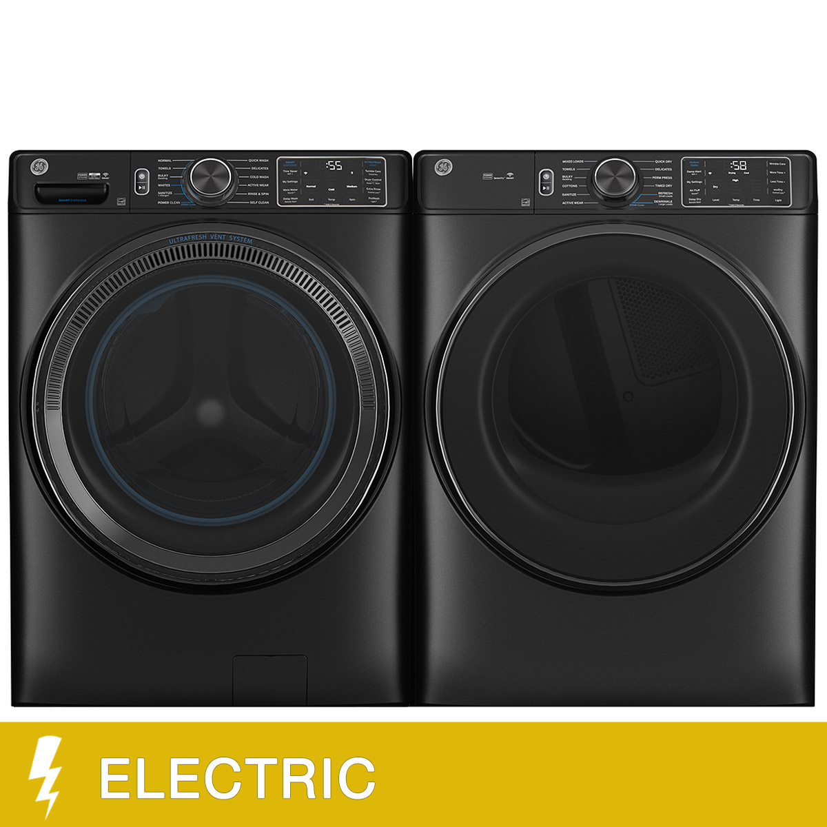 GE Laundry Bundle 5.8 cu ft. Front Load Washer and 7.8 cu ft. Electric Dryer