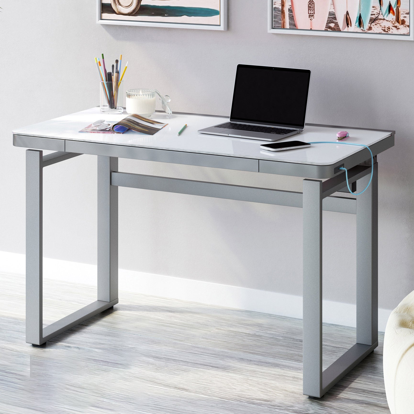 Tresanti Aurora 47” Adjustable Height Desk with LED Lighting