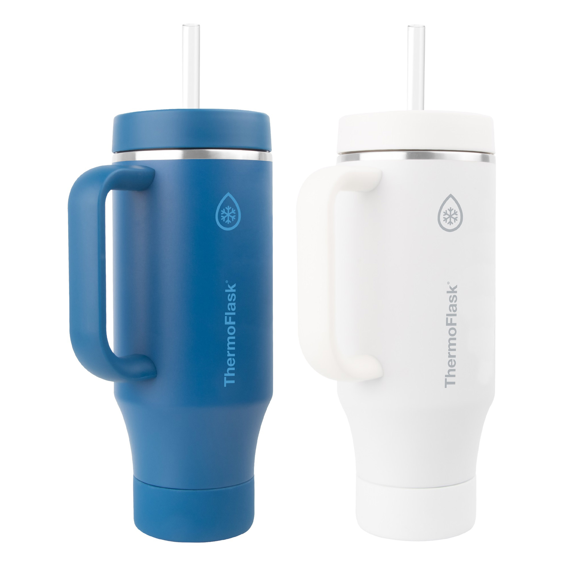 ThermoFlask 40 oz Insulated Stainless Steel Tumbler with Handle and Straw Lid  2-pack
