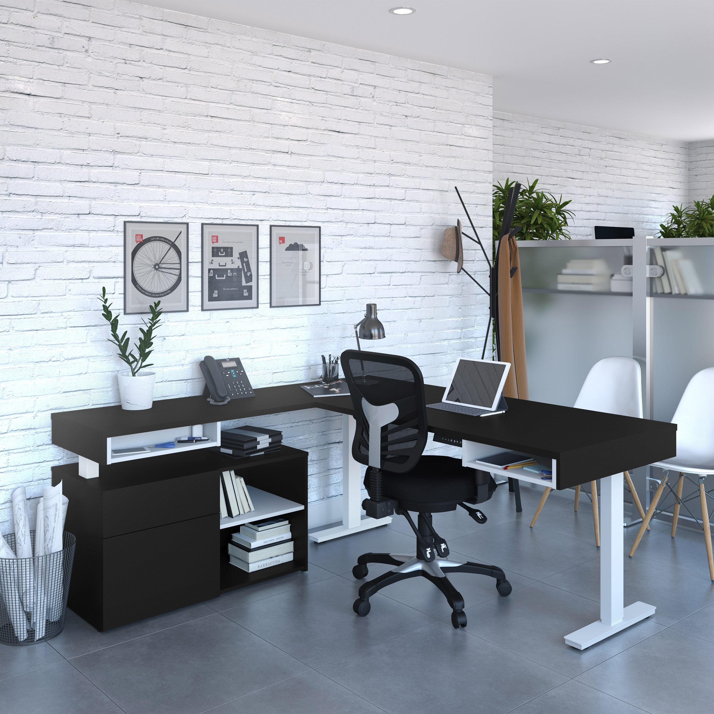 Bestar Viva L-shaped Height-adjustable Workstation